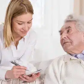 A senior with a caregiver