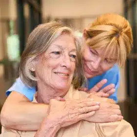A caregiver with a senior client